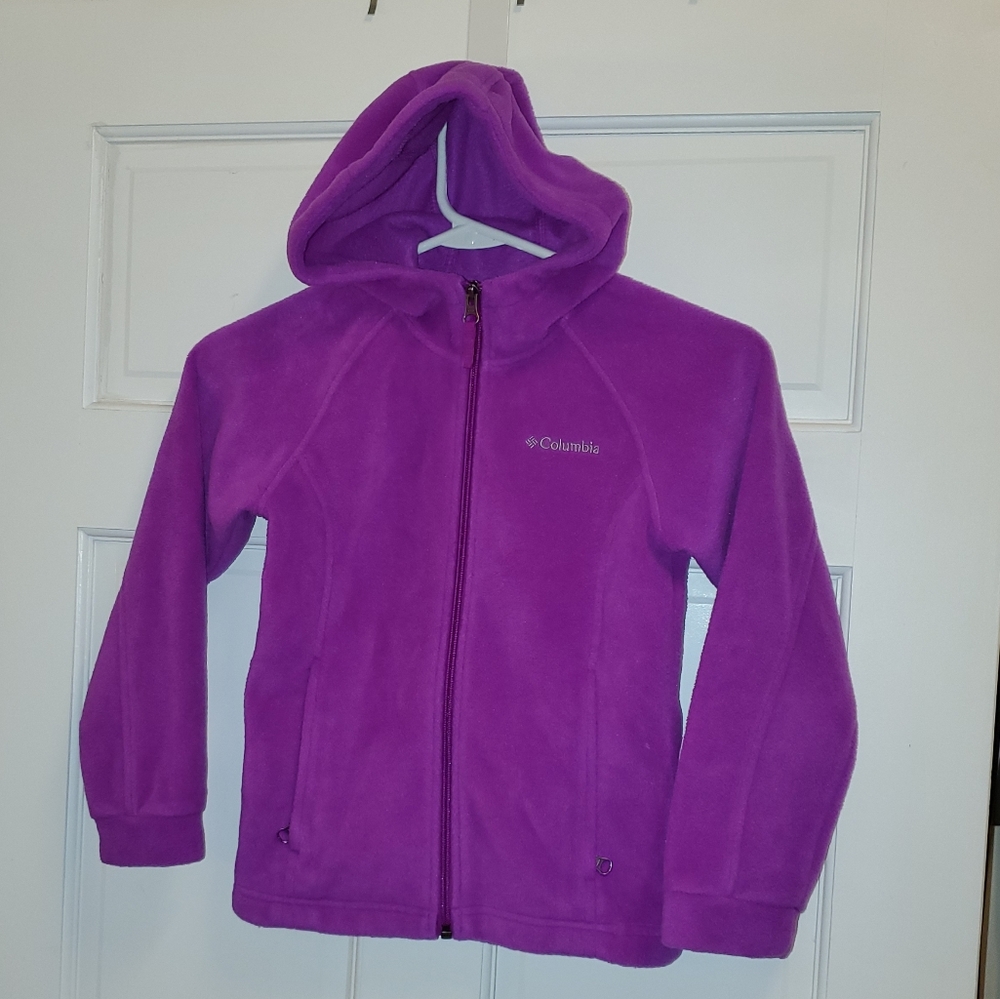 Girls Small 7/8 Fleece Purple/Pink Zip Hoodie